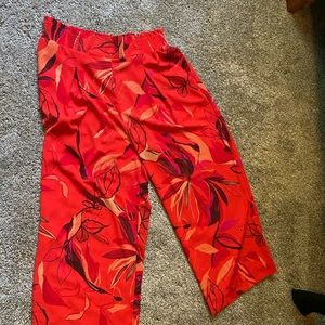 Floral summer pants, loose fit, wide leg